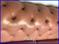 1 English Beautiful Vintage 20th Leather Chesterfield Sofa 2 Seater Ladies Pink