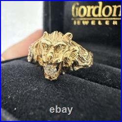 10k solid gold English Lion head antique ring Vintage Preowned