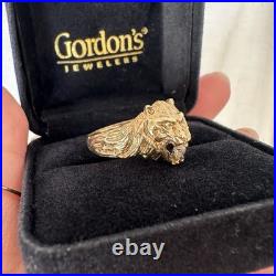 10k solid gold English Lion head antique ring Vintage Preowned