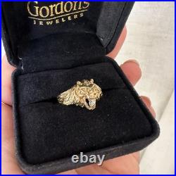 10k solid gold English Lion head antique ring Vintage Preowned