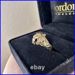 10k solid gold English Lion head antique ring Vintage Preowned