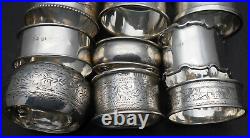 12x STERLING SILVER NAPKIN RINGS ENGLISH HALLMARKED 152g VINTAGE & ANTIQUE