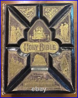 1800's vintage APOCRYPHA Antique bible 1882 family pictorial 2500 RARE