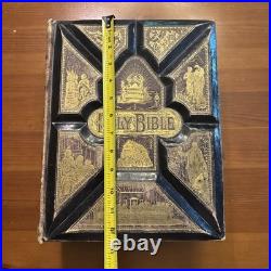 1800's vintage APOCRYPHA Antique bible 1882 family pictorial 2500 RARE