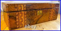 1860s English Victorian Large Tunbridge Ware Marquetry Inlay Writing Box Antique