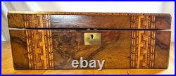 1860s English Victorian Large Tunbridge Ware Marquetry Inlay Writing Box Antique