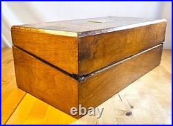 1860s English Victorian Large Tunbridge Ware Marquetry Inlay Writing Box Antique