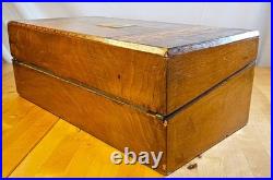 1860s English Victorian Large Tunbridge Ware Marquetry Inlay Writing Box Antique