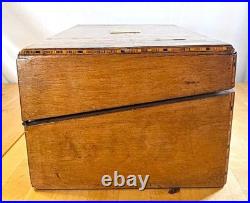 1860s English Victorian Large Tunbridge Ware Marquetry Inlay Writing Box Antique