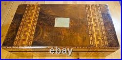 1860s English Victorian Large Tunbridge Ware Marquetry Inlay Writing Box Antique
