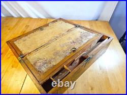 1860s English Victorian Large Tunbridge Ware Marquetry Inlay Writing Box Antique