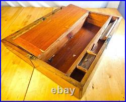 1860s English Victorian Large Tunbridge Ware Marquetry Inlay Writing Box Antique
