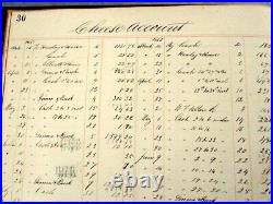 1865 ANTIQUE LEDGER DAY BOOK Leather Handwritten Calligraphy Black Americana Vtg