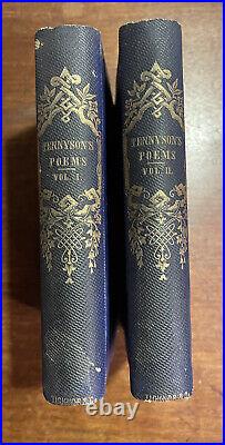 1866 The Poetical Works of Alfred Lord Tennyson Complete Vol I & II Ant Vtg Book