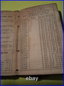 1868 Antique Small Personal Diary Journal Almanac Extremely Rare Vintage