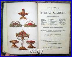 1869 Rare ANTIQUE COOKBOOK Mrs. Beeton's VINTAGE COOKERY HOUSEHOLD Victorian OLD