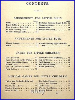 1873 ANTIQUE VICTORIAN CHILDREN'S GAMES VINTAGE AMUSEMENTS ILLUSTRATED 1st ED