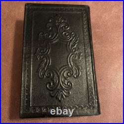 1877 Antique Vintage Full Leather Hand Tooled Hymn Book 3.5x5.5x1.25, Nashville