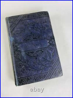 1882 Antique Victorian Edgar Allan Poe vintage book of poetry Beautiful blue bin