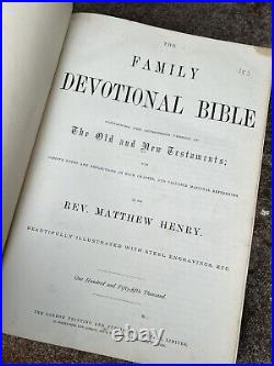 1887 Antique Family Devotional Bible ILLUSTRATED VINTAGE RELIGION BOOK prop Old