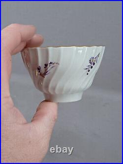 18th Century Flight Worcester Hand Painted Purple & Gold Tea Bowl & Saucer
