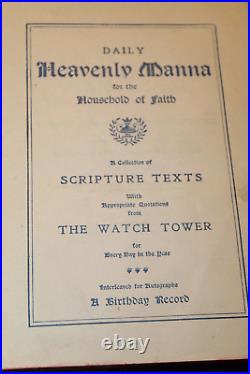 1907 DAILY HEAVENLY MANNA Watchtower Jehovah IBSA GW Seibert 220K Pastor RUSSELL