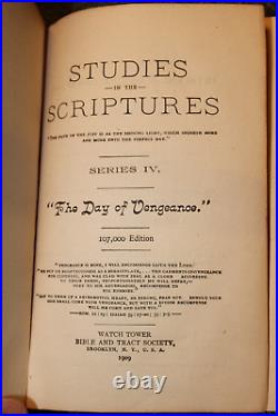 1909 THE DAY OF VENGEANCE Watchtower Studies in the Scriptures Jehovah SILVR LMP
