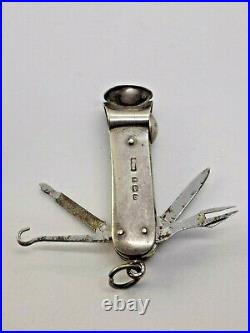 1928 Vintage Sterling English Silver Cigar Cutter / Piercer / Tool