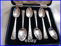 1934 Vintage R Bond & Co English 925 Silver 1910-1935 A. D 4 Spoons + Box