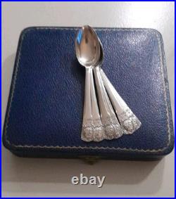 1934 Vintage R Bond & Co English 925 Silver 1910-1935 A. D 4 Spoons + Box
