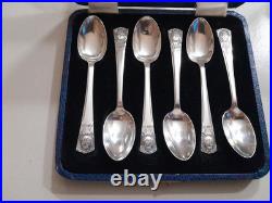 1934 Vintage R Bond & Co English 925 Silver 1910-1935 A. D 4 Spoons + Box