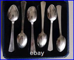 1934 Vintage R Bond & Co English 925 Silver 1910-1935 A. D 4 Spoons + Box