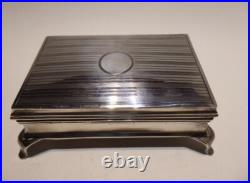 1935 Vintage Art Deco English Sterling Silver jewellery hinged box