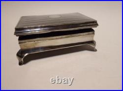 1935 Vintage Art Deco English Sterling Silver jewellery hinged box