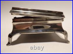 1935 Vintage Art Deco English Sterling Silver jewellery hinged box