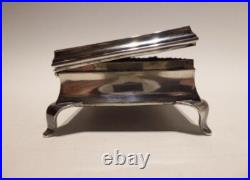 1935 Vintage Art Deco English Sterling Silver jewellery hinged box