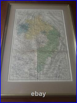 1940 Warwickshire Map Framed Vintage English County Map Kelly's Directory