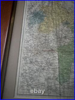 1940 Warwickshire Map Framed Vintage English County Map Kelly's Directory