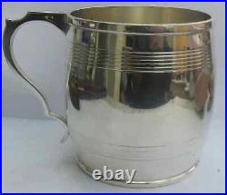 1945 Superb Vintage English Solid Silver Christening Barrel Tankard