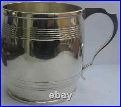 1945 Superb Vintage English Solid Silver Christening Barrel Tankard