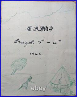 1946 Camp Ninfield Vintage/Antique Travel Journal Diary Camping Trip Drawings