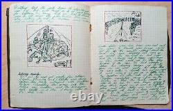 1946 Camp Ninfield Vintage/Antique Travel Journal Diary Camping Trip Drawings