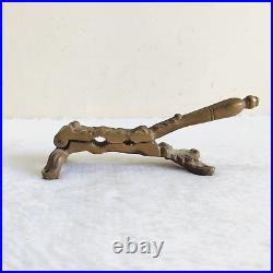 19c Vintage English Victorian Brass Nut Cracker Rich Patina Rare Collectible 112