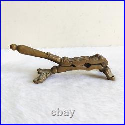 19c Vintage English Victorian Brass Nut Cracker Rich Patina Rare Collectible 112