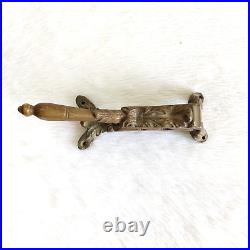 19c Vintage English Victorian Brass Nut Cracker Rich Patina Rare Collectible 112