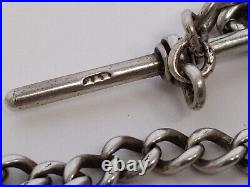 2 Antique English Silver Watch Chains and Vintage Fob. As Found