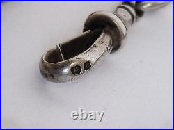 2 Antique English Silver Watch Chains and Vintage Fob. As Found