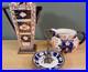 2 Antique Or Vintage Gaudy English Pitchers And A Small Tray