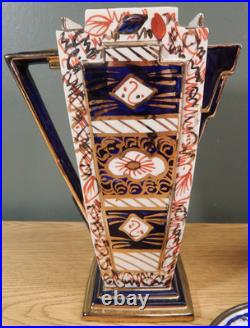 2 Antique Or Vintage Gaudy English Pitchers And A Small Tray