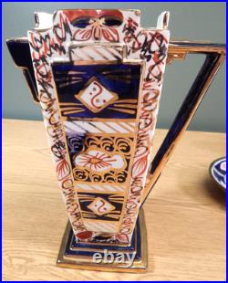 2 Antique Or Vintage Gaudy English Pitchers And A Small Tray